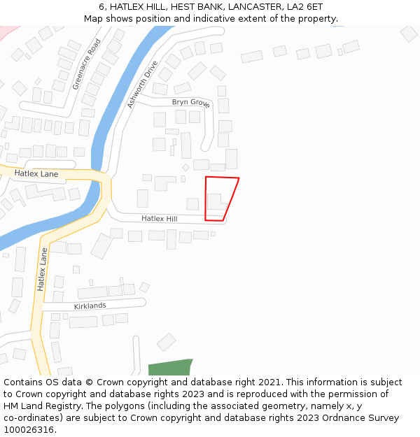 6, HATLEX HILL, HEST BANK, LANCASTER, LA2 6ET: Location map and indicative extent of plot