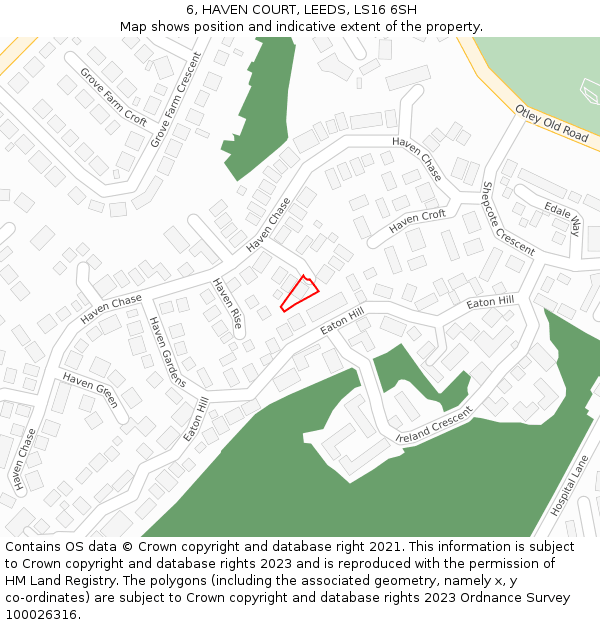 6, HAVEN COURT, LEEDS, LS16 6SH: Location map and indicative extent of plot