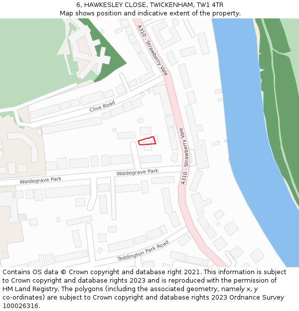 6, HAWKESLEY CLOSE, TWICKENHAM, TW1 4TR: Location map and indicative extent of plot