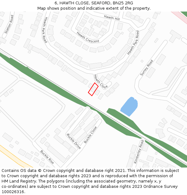 6, HAWTH CLOSE, SEAFORD, BN25 2RG: Location map and indicative extent of plot