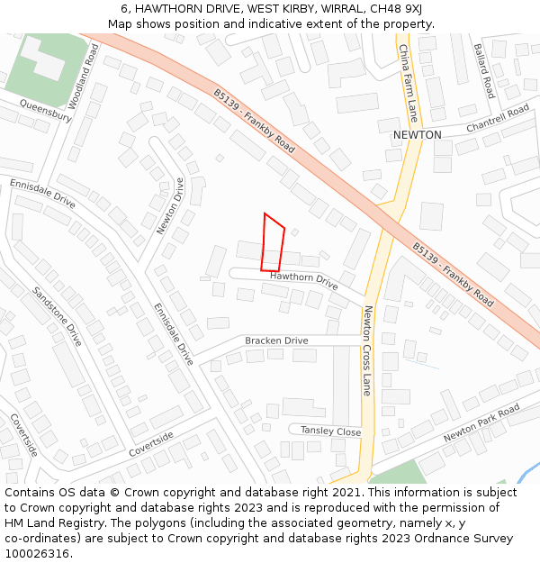 6, HAWTHORN DRIVE, WEST KIRBY, WIRRAL, CH48 9XJ: Location map and indicative extent of plot