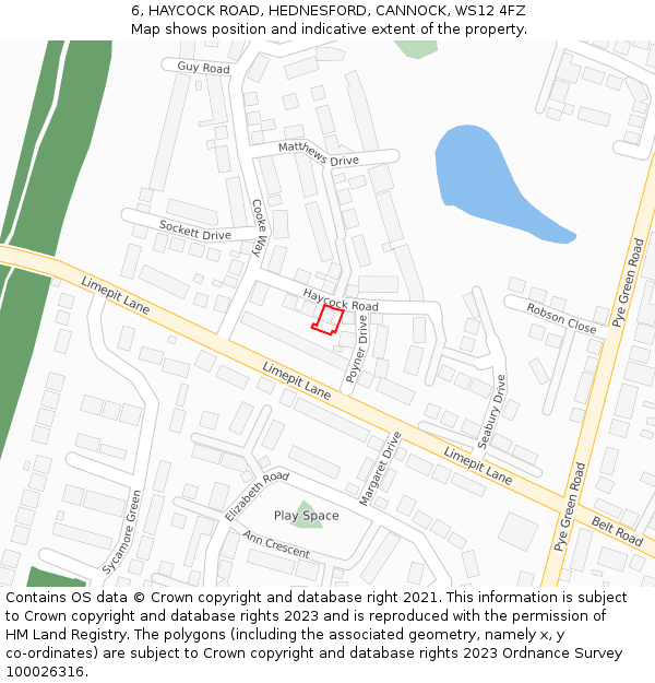 6, HAYCOCK ROAD, HEDNESFORD, CANNOCK, WS12 4FZ: Location map and indicative extent of plot