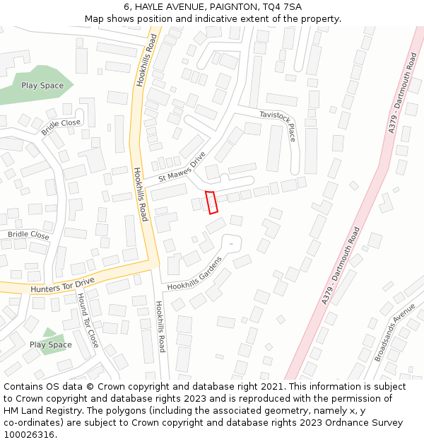 6, HAYLE AVENUE, PAIGNTON, TQ4 7SA: Location map and indicative extent of plot