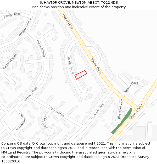 6, HAYTOR GROVE, NEWTON ABBOT, TQ12 4DS: Location map and indicative extent of plot