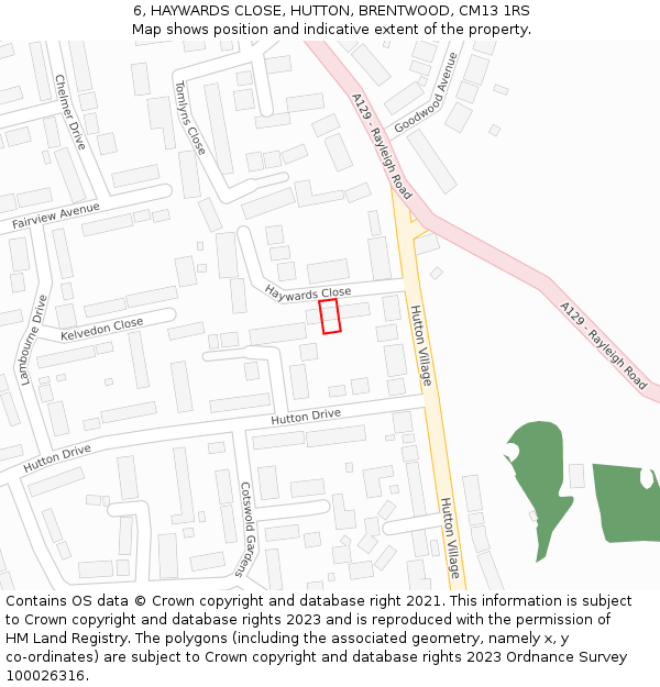 6, HAYWARDS CLOSE, HUTTON, BRENTWOOD, CM13 1RS: Location map and indicative extent of plot