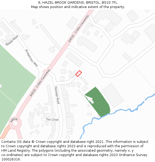 6, HAZEL BROOK GARDENS, BRISTOL, BS10 7FL: Location map and indicative extent of plot