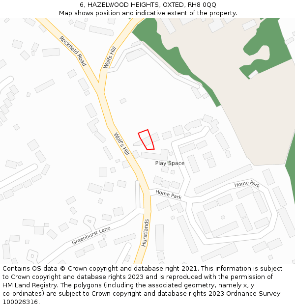 6, HAZELWOOD HEIGHTS, OXTED, RH8 0QQ: Location map and indicative extent of plot