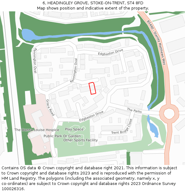 6, HEADINGLEY GROVE, STOKE-ON-TRENT, ST4 8FD: Location map and indicative extent of plot