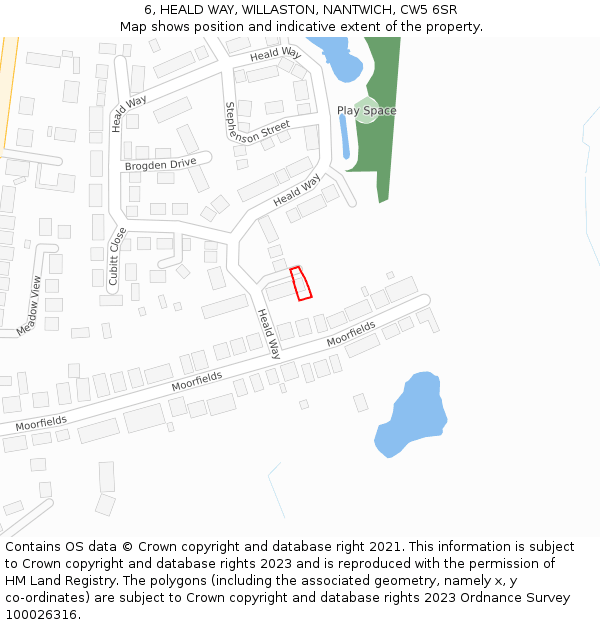 6, HEALD WAY, WILLASTON, NANTWICH, CW5 6SR: Location map and indicative extent of plot