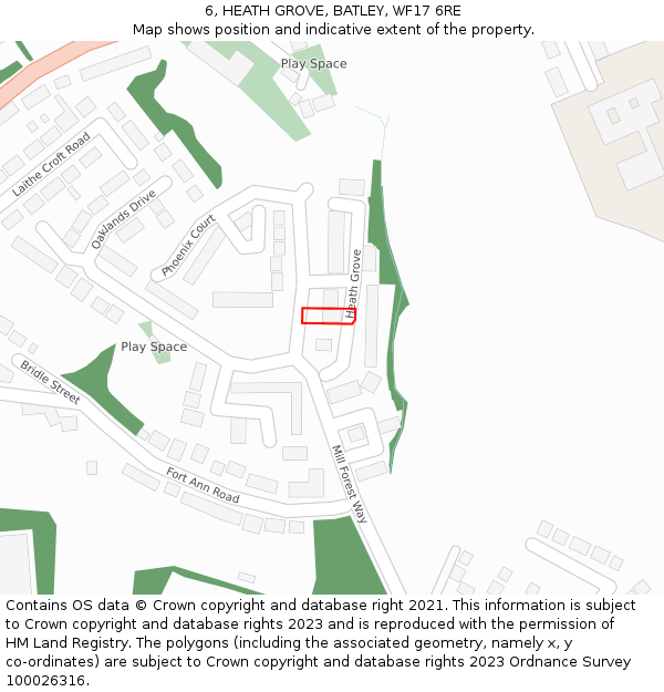 6, HEATH GROVE, BATLEY, WF17 6RE: Location map and indicative extent of plot