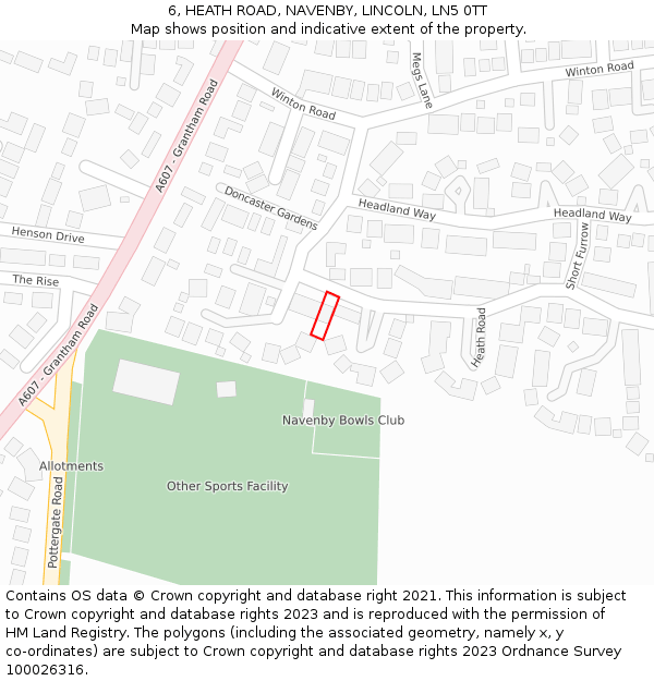 6, HEATH ROAD, NAVENBY, LINCOLN, LN5 0TT: Location map and indicative extent of plot