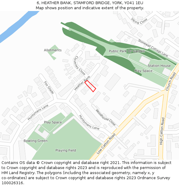 6, HEATHER BANK, STAMFORD BRIDGE, YORK, YO41 1EU: Location map and indicative extent of plot