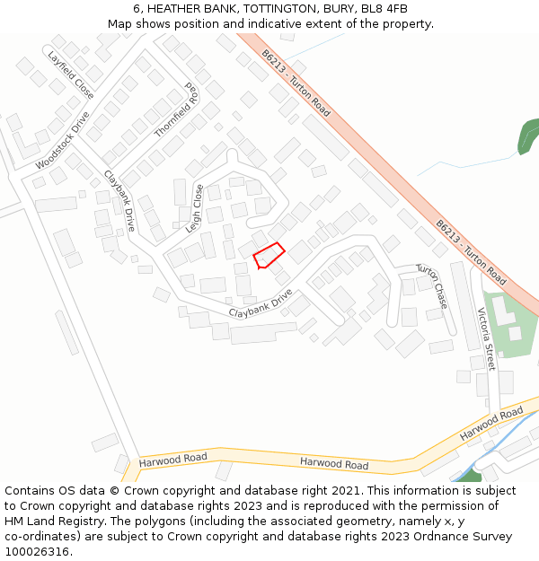 6, HEATHER BANK, TOTTINGTON, BURY, BL8 4FB: Location map and indicative extent of plot