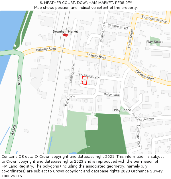 6, HEATHER COURT, DOWNHAM MARKET, PE38 9EY: Location map and indicative extent of plot