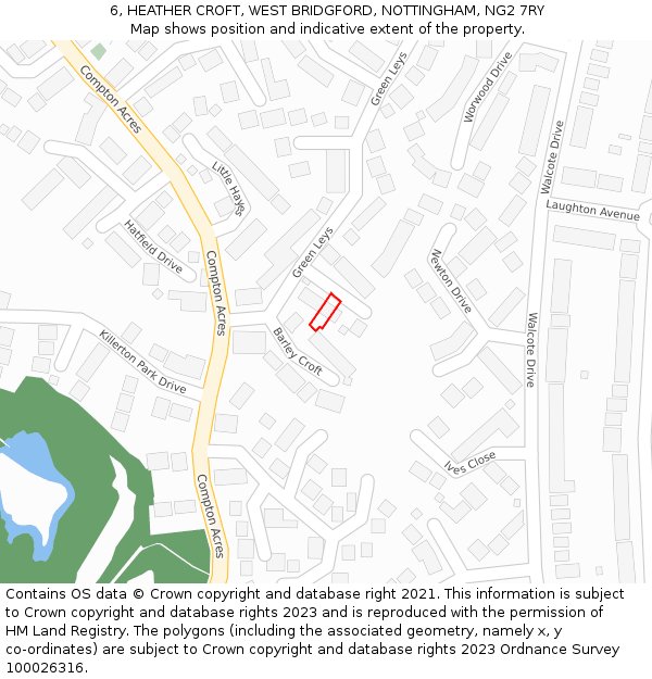 6, HEATHER CROFT, WEST BRIDGFORD, NOTTINGHAM, NG2 7RY: Location map and indicative extent of plot