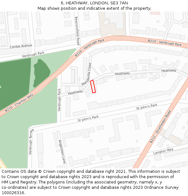 6, HEATHWAY, LONDON, SE3 7AN: Location map and indicative extent of plot