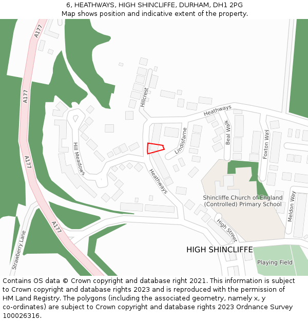 6, HEATHWAYS, HIGH SHINCLIFFE, DURHAM, DH1 2PG: Location map and indicative extent of plot