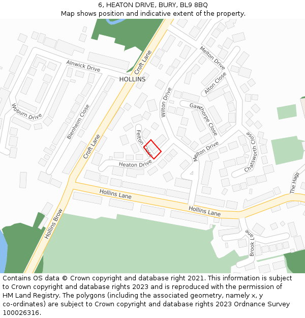 6, HEATON DRIVE, BURY, BL9 8BQ: Location map and indicative extent of plot