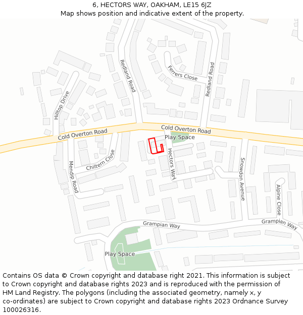 6, HECTORS WAY, OAKHAM, LE15 6JZ: Location map and indicative extent of plot