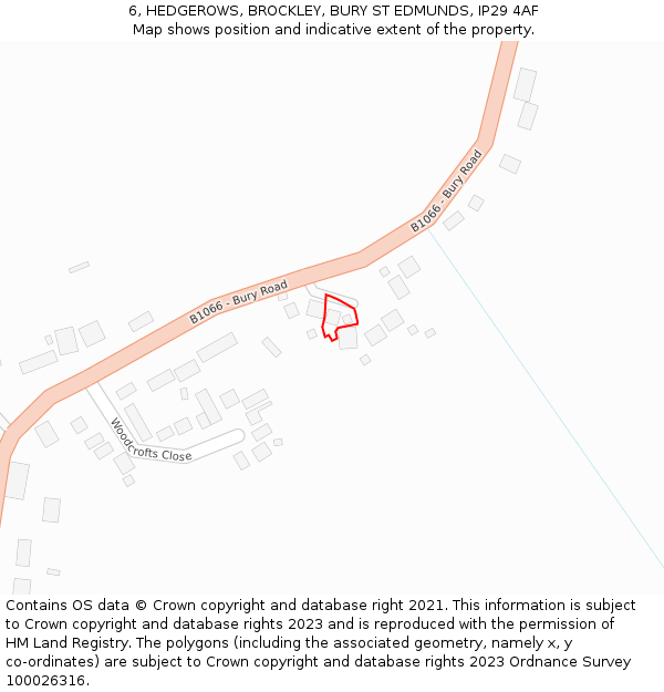 6, HEDGEROWS, BROCKLEY, BURY ST EDMUNDS, IP29 4AF: Location map and indicative extent of plot