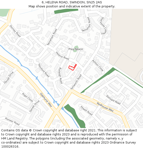 6, HELENA ROAD, SWINDON, SN25 2AS: Location map and indicative extent of plot