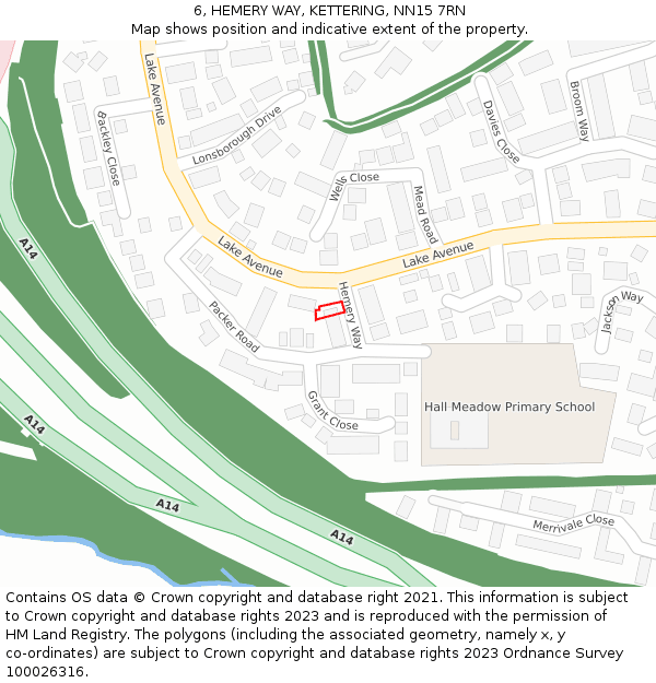 6, HEMERY WAY, KETTERING, NN15 7RN: Location map and indicative extent of plot