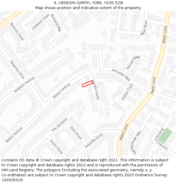 6, HENDON GARTH, YORK, YO30 5ZB: Location map and indicative extent of plot