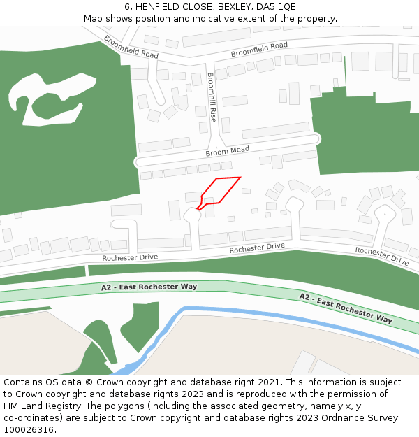 6, HENFIELD CLOSE, BEXLEY, DA5 1QE: Location map and indicative extent of plot