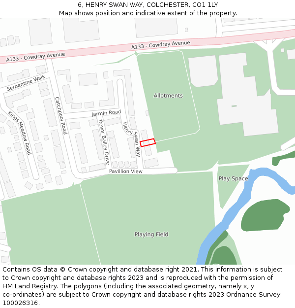 6, HENRY SWAN WAY, COLCHESTER, CO1 1LY: Location map and indicative extent of plot