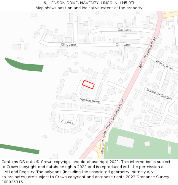 6, HENSON DRIVE, NAVENBY, LINCOLN, LN5 0TL: Location map and indicative extent of plot