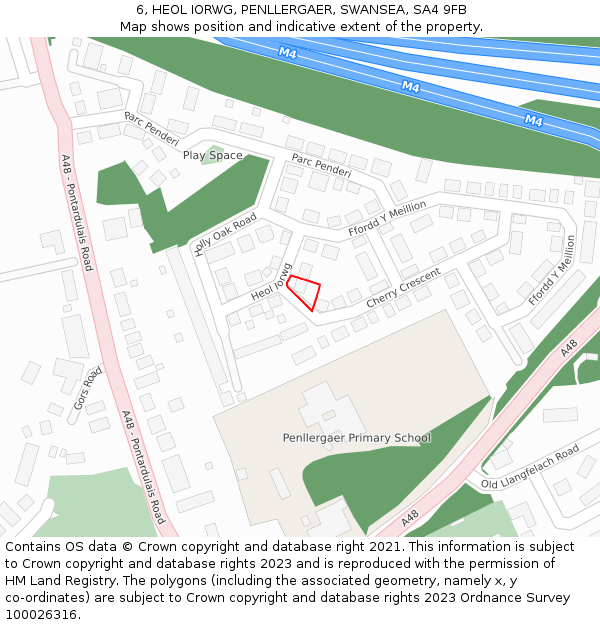 6, HEOL IORWG, PENLLERGAER, SWANSEA, SA4 9FB: Location map and indicative extent of plot