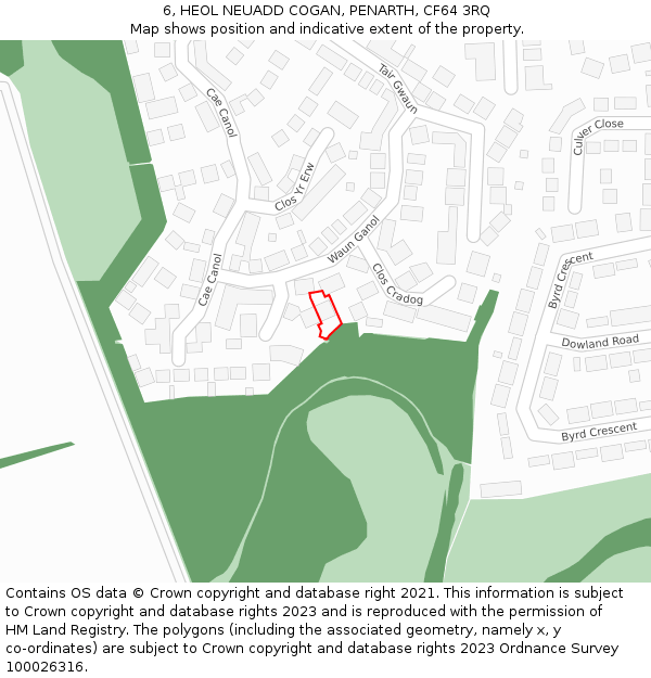 6, HEOL NEUADD COGAN, PENARTH, CF64 3RQ: Location map and indicative extent of plot