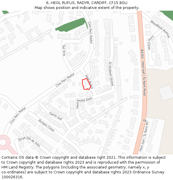 6, HEOL RUFUS, RADYR, CARDIFF, CF15 8GU: Location map and indicative extent of plot