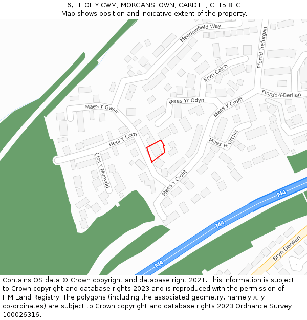 6, HEOL Y CWM, MORGANSTOWN, CARDIFF, CF15 8FG: Location map and indicative extent of plot