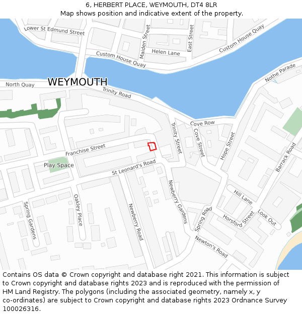 6, HERBERT PLACE, WEYMOUTH, DT4 8LR: Location map and indicative extent of plot