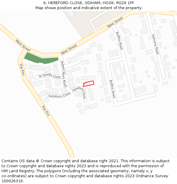 6, HEREFORD CLOSE, ODIHAM, HOOK, RG29 1PF: Location map and indicative extent of plot