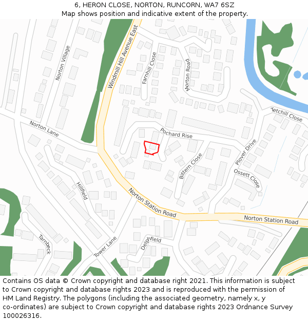 6, HERON CLOSE, NORTON, RUNCORN, WA7 6SZ: Location map and indicative extent of plot