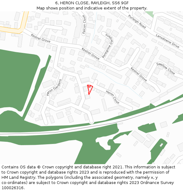 6, HERON CLOSE, RAYLEIGH, SS6 9GF: Location map and indicative extent of plot