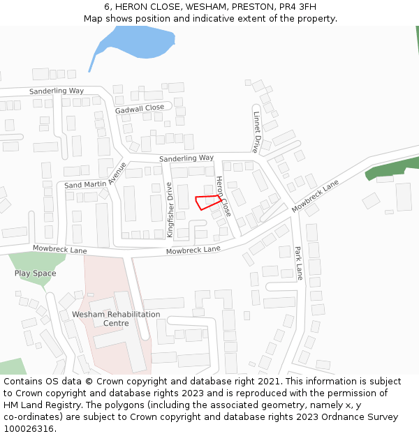 6, HERON CLOSE, WESHAM, PRESTON, PR4 3FH: Location map and indicative extent of plot