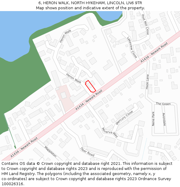 6, HERON WALK, NORTH HYKEHAM, LINCOLN, LN6 9TR: Location map and indicative extent of plot