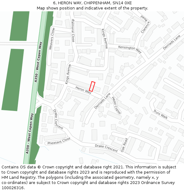 6, HERON WAY, CHIPPENHAM, SN14 0XE: Location map and indicative extent of plot