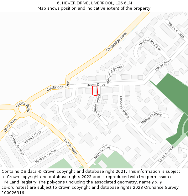 6, HEVER DRIVE, LIVERPOOL, L26 6LN: Location map and indicative extent of plot
