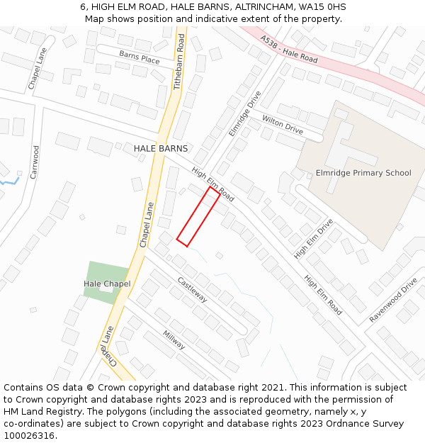 6, HIGH ELM ROAD, HALE BARNS, ALTRINCHAM, WA15 0HS: Location map and indicative extent of plot