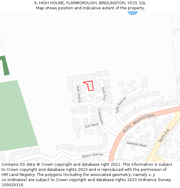 6, HIGH HOLME, FLAMBOROUGH, BRIDLINGTON, YO15 1QL: Location map and indicative extent of plot