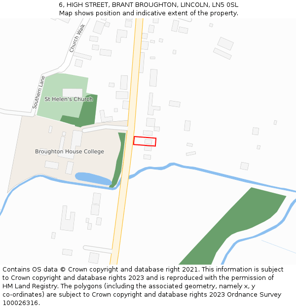 6, HIGH STREET, BRANT BROUGHTON, LINCOLN, LN5 0SL: Location map and indicative extent of plot