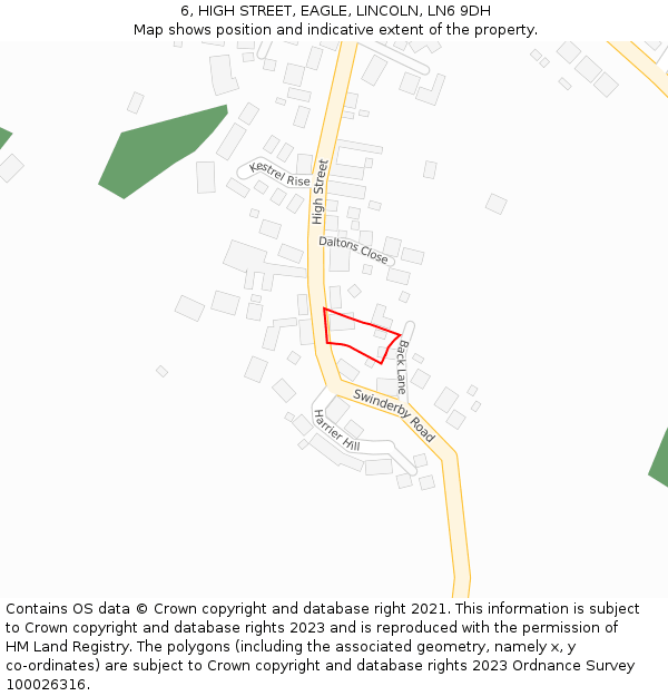 6, HIGH STREET, EAGLE, LINCOLN, LN6 9DH: Location map and indicative extent of plot