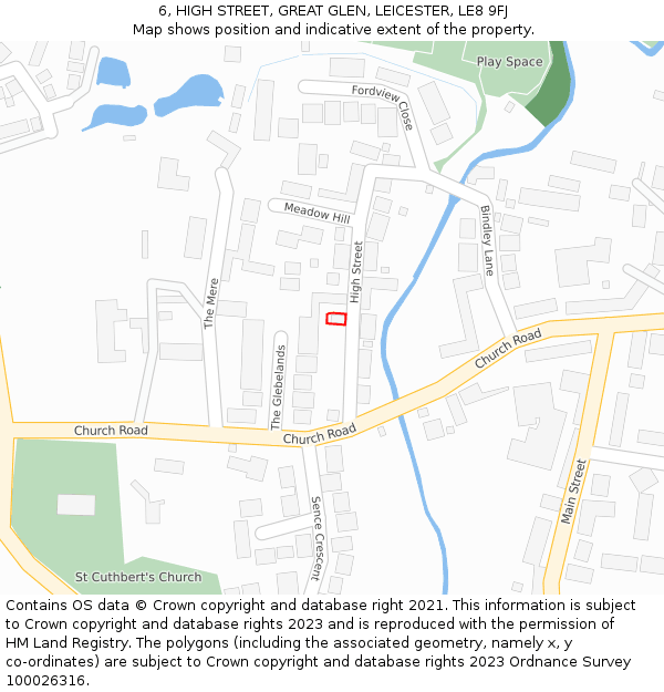 6, HIGH STREET, GREAT GLEN, LEICESTER, LE8 9FJ: Location map and indicative extent of plot