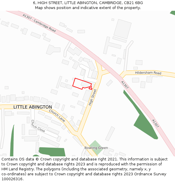 6, HIGH STREET, LITTLE ABINGTON, CAMBRIDGE, CB21 6BG: Location map and indicative extent of plot