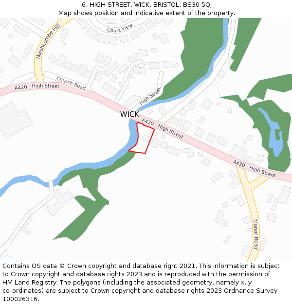 6, HIGH STREET, WICK, BRISTOL, BS30 5QJ: Location map and indicative extent of plot