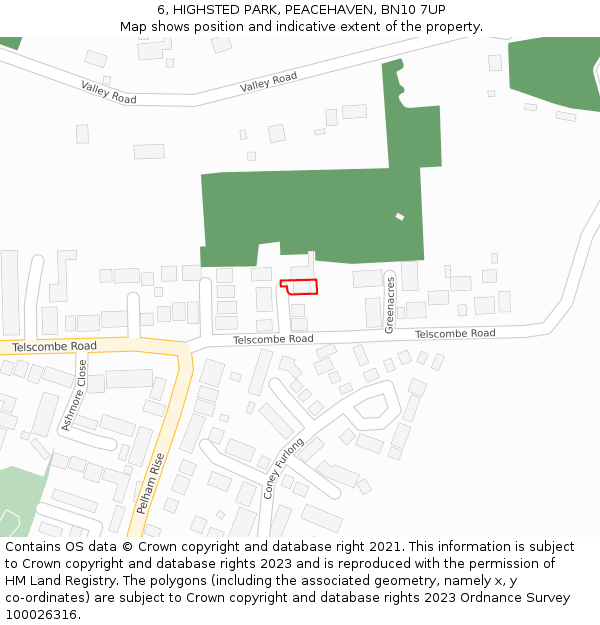 6, HIGHSTED PARK, PEACEHAVEN, BN10 7UP: Location map and indicative extent of plot